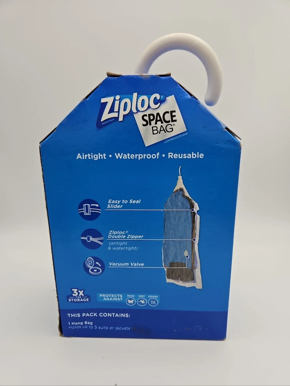 ZIPLOC Vacuum Seal Hanging Space Bag, 3x the Storage 5 Jackets